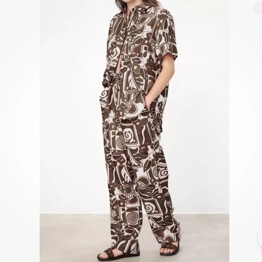 ❌SOLD OUT❌ MARA HOFFMAN Finn printed hemp shirt and straight-leg pants (SET) - Picture 3 of 16